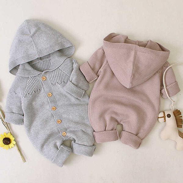

boys girls pure color hooded rompers clothes children autumn winter baby boy girl kids knitting long sleeve romper black friday 04d1, Blue