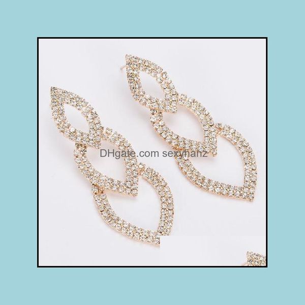 

dangle & chandelier earrings jewelry s1196 fashion bridal sparkling sier color crystal rhinestone long stud for women wedding drop delivery, Silver