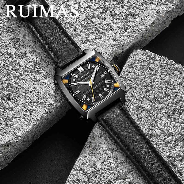 

baogela design mark luxury men square watches mechanical automatic waterproof leisure business lighting black, Slivery;brown
