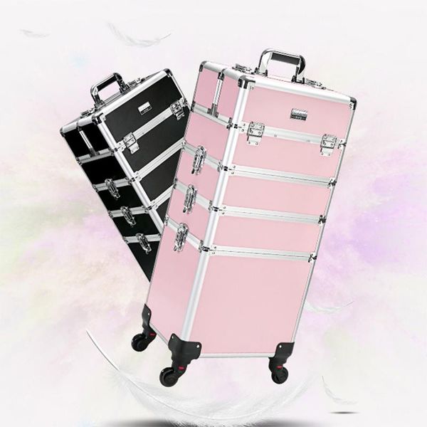

suitcases women's multi-layer professional trolley cosmetic case portable makeup rolling luggage nail art tattoo beauty travel suitcase