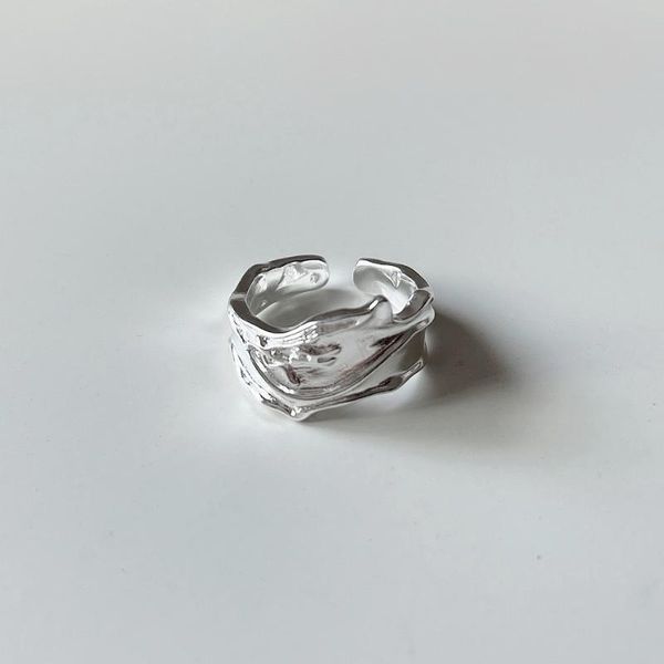

cluster rings 925 sterling silver texture wrinkle opening ring gifts for women designer personalized 2021 trend accessories fashion jewelry, Golden;silver