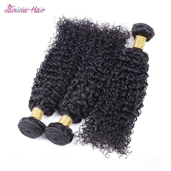 

mongolian afro kinky curly hair 100% human hair weave bundles 3 4pieces natural color remy hair bundles, Black