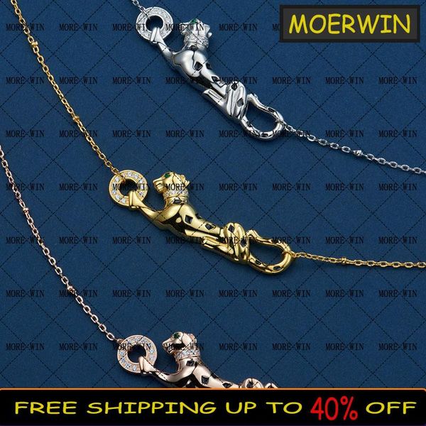 

chains the european sterling silver color fashion personality green eye leopard pendant necklace for women's jewelry gift