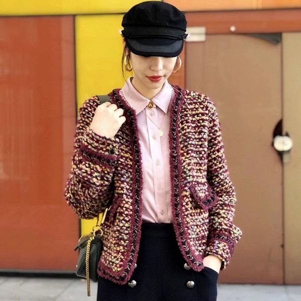 

women's jackets professional amashite wear 2021 spring and autumn slim wool lace small fragrance short coat 5400312, Black;brown