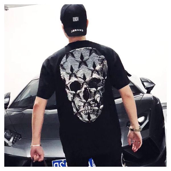 

2021 japanese fashion brand new dark street style t-shirt lovers oversize diamond skull cotton short sleeve men and women wwse, White;black