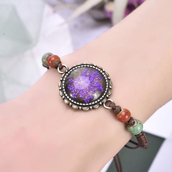 

charm bracelets 2021 baby's breath star dried flower bracelet female student simple fashion girlfriends gift ceramic ornament, Golden;silver