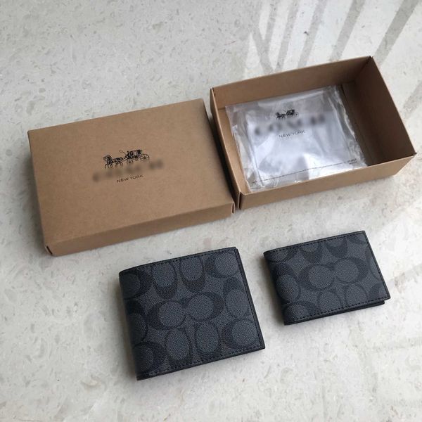 

21 men's fashion classic short wallet two piece set, Black