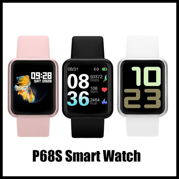 

p68s apple smart watch band men ip68 waterproof smartwatch reloj inteligente heart rate blood pressure monitor band smart bracelet sports