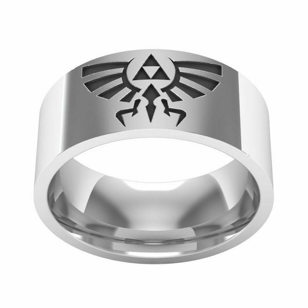 

8mm the legend of zelda rings silver stainless steel men ring band size 6-13