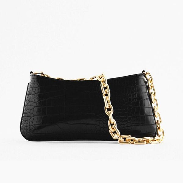 

cross body brand crocodile pattern women bag square armpit black pu leather woman's metal chain shoulder