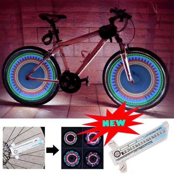 

new bike wheel light double sided 16 led colorful mtb bike wheel light spoke lights warning tire signal reflective