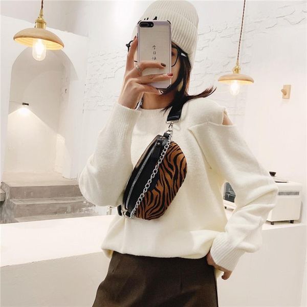 

leather fanny chest pack money zip pouch women animal print street shoulder bags women waist pu leather female 2021