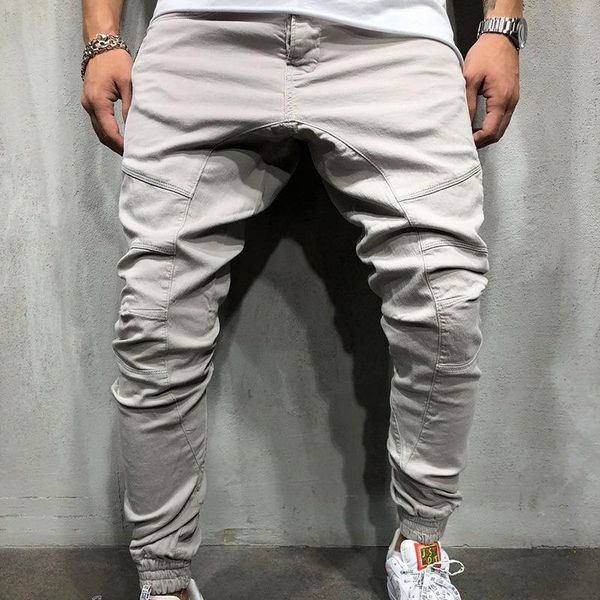 

60067 casual pants fitness streetwear hip hop sweatpants bottoms skinny trousers men gyms jogger track pants, Black