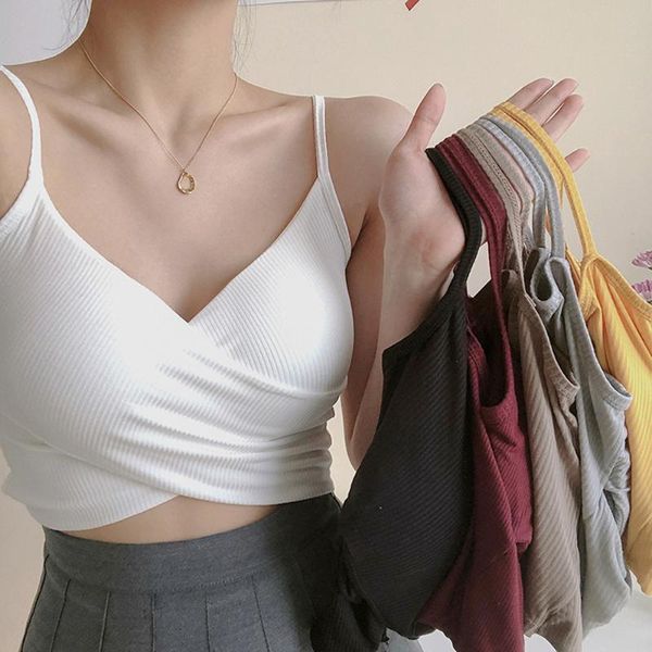 

women's tanks camis casual basic ladies v neck backless solid spaghetti strap cropped summer women clubwear clothing vest tees, White