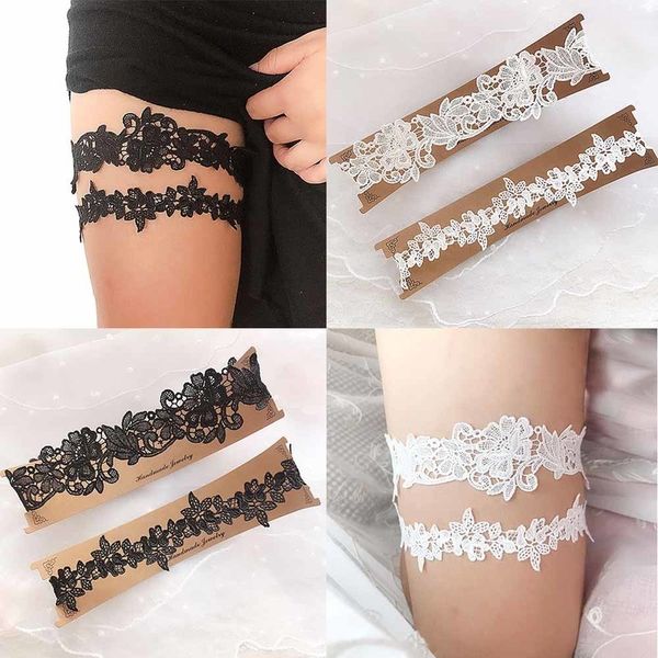 

2-stitch/set wedding tights lace chestnuts flowers jarretels for women/bride dij ring bridal leg bracelet, Black;white