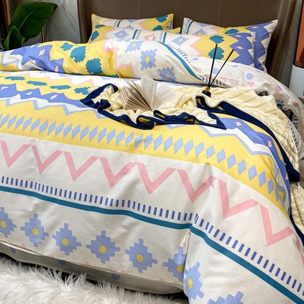 

bedding sets ins four-piece cotton pure simple nordic bed quilt cover sheet modern style men and women trend