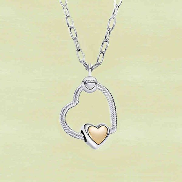 

2021 mother's day series 100% 925 silver golden dome heart necklace set fashion original diy jewelry gifts for girls