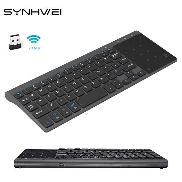 

keyboards 2.4g wireless keyboard with number touchpad mouse thin numeric keypad for android desklaptv box computer accessories