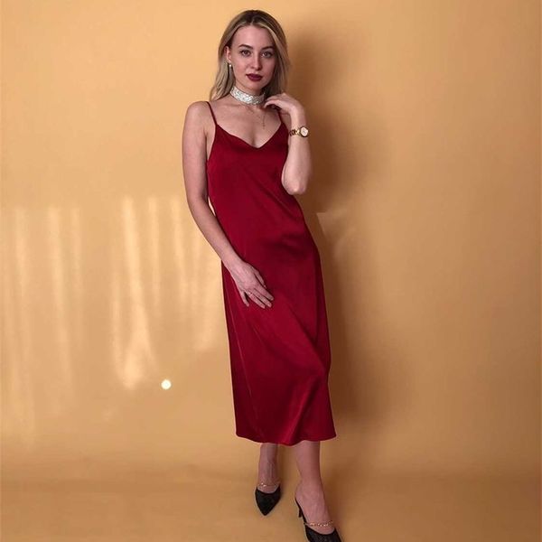 

muiches deep v-neck pajamas satin sleeveless dress woman elegant backless high waist solid paty ankle-length dress 210715, Black;gray