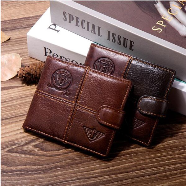 

wholesales customized c26 populer money clips in europe men's short leather anti-theft brush multi-card wallet coin pocket, Black