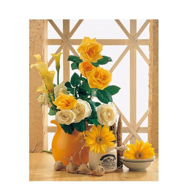

paintings yellow peony paint by numbers coloring hand painted wall art kits drawing canvas diy oil painting pictures