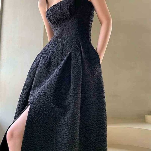 

women jacquard vintage dress vestidos summer black a-line elegant es ladies party long robe 210525, Black;gray