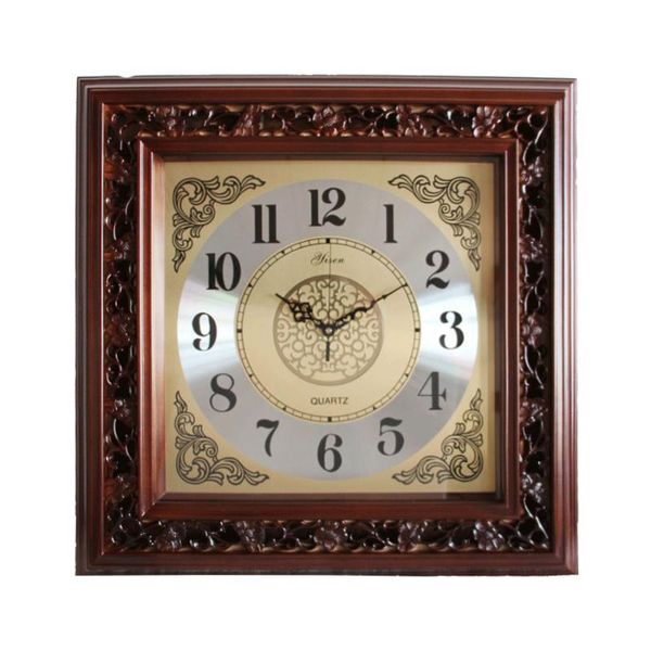 

wall clocks genuine king size 24.5 inches european wooden clock modern design square retro mute of luxury