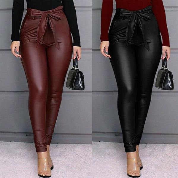 

brand new women pu leather pants leggings fashion ladies skinny pencil gothic punk pant long trousers1, Black;white