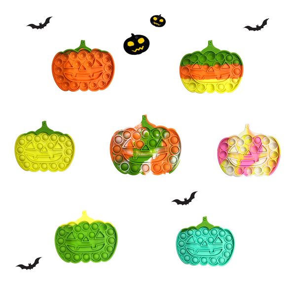 DHLPopular Halloween Colorido Tie-dye Calabaza Empuje Burbuja Fidget Juguetes Adulto Alivio del estrés Juguete Antiestrés Popite Suave Squishy Regalos antiestrés al por mayor