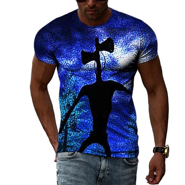 

men's t-shirts 3d print summer mens t-shirt tide brand pullover o-neck short sleeved printing siren terror for men, White;black
