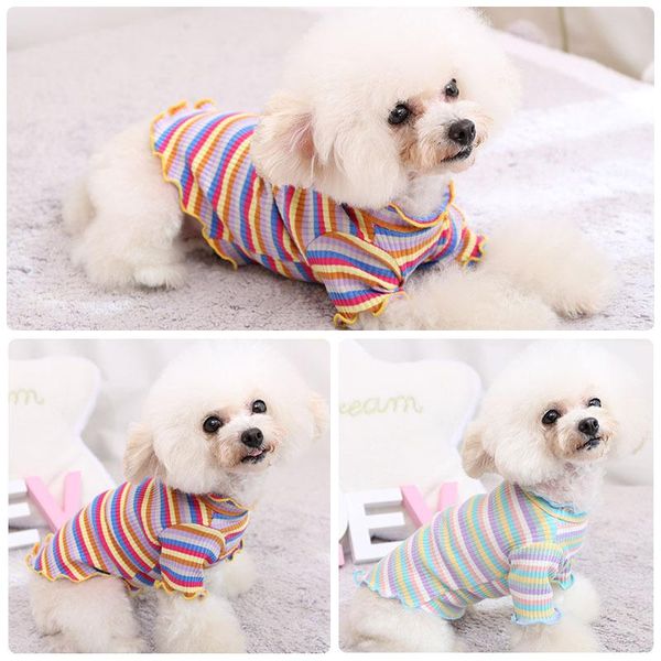 

dog apparel elastic bottoming shirt pet striped clothes cotton warm t-shirt cat puppy cosstume all seasons