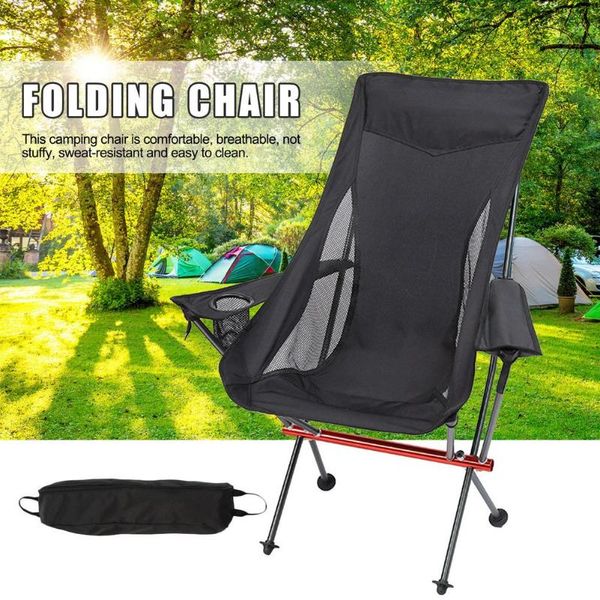 

fishing accessories outdoor portable camping chair oxford cloth foldable seat with cup holder for bbq picnic beach ultralight chai