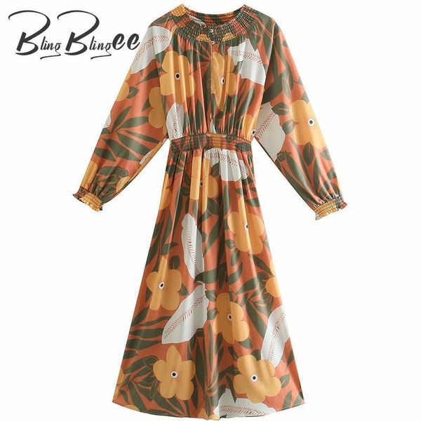 

casual dresses blingblingee 2021 summer printed holiday beach midi dress raglan sleeve buttons shirred high waist women skater, Black;gray