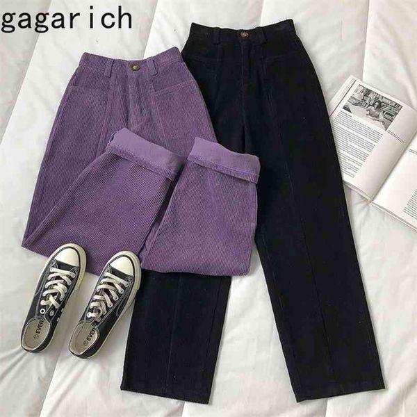 

gagarich women pant spring autumn japanese college style female vintage high-waist loose casual design corduroy pants 210925, Black;white