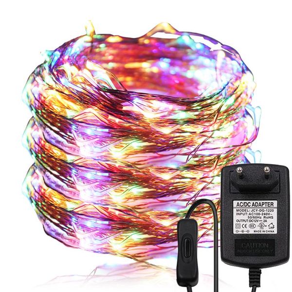 

strings dc12v led string fairy lights copper wire christmas garland indoor outdoor xmas party wedding decoration +12v 2a power supply