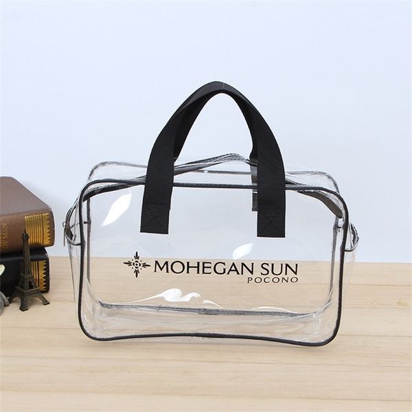 

portable travel wash simple ins large capacity pvc cosmetic bag black zipper cosmetic bag transparent