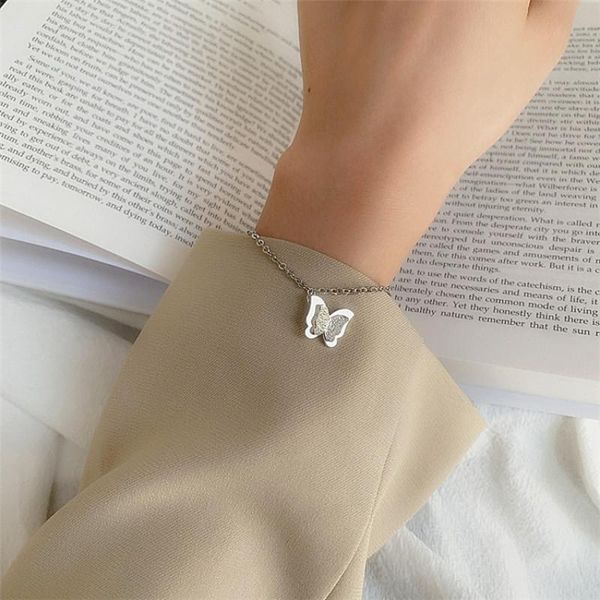 

bangle arrival single layer butterfly bracelet simple girls sweet pendant charm bracelets hand jewelry gifts for womens, Black