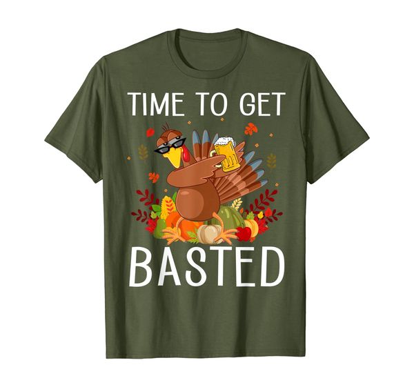 

thanksgiving time to get basted funny turkey beer t shirt, White;black