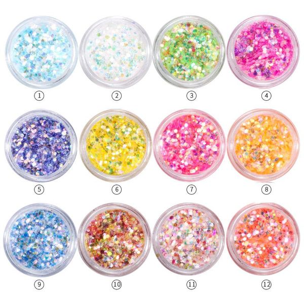 

nail art decorations the sequined suit 12 color glitter mermaid sequins hexagonal shaped bright, Silver;gold