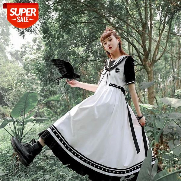 

sailor collar oversized dress design chinese style dresses for women clothes 2020 summer new party dress stitching club outfits #zs0h, Black;gray