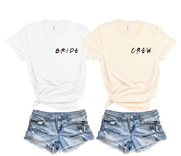 

women's t-shirt bachelorette party bride crew friends bridesmaid shirts wedding team women tee casual short sleeve t shirt, White
