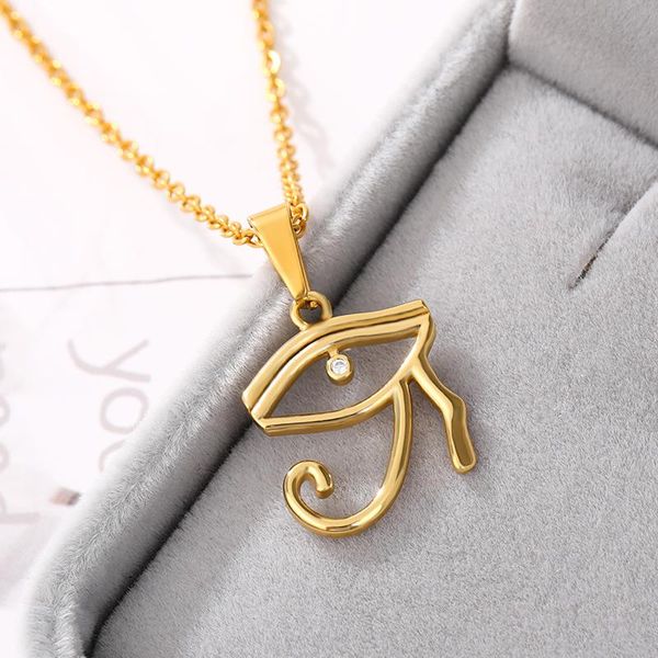 

pendant necklaces vintage egyptian gods power eye necklace for women giftsevil stainless steel clavicle chain friendship gift, Silver