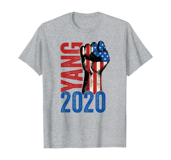 

andrew yang 2020 for president raised resistance fist t-shirt, White;black