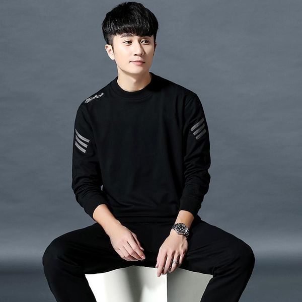 

new sweater korean fashion men's spring and autumn winter boy round neck leisure long sleeve sportswear large loose two piece, Gray