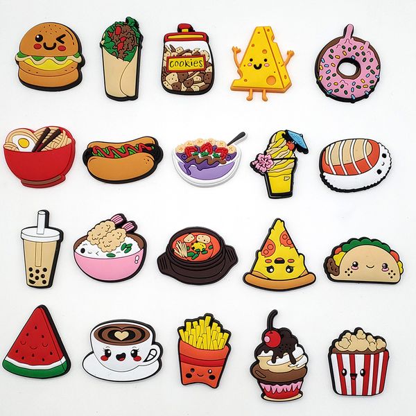 

pvc food theme shoe charm decoration buckle accessories jibitz for croc charms clog buttons decor, White;pink