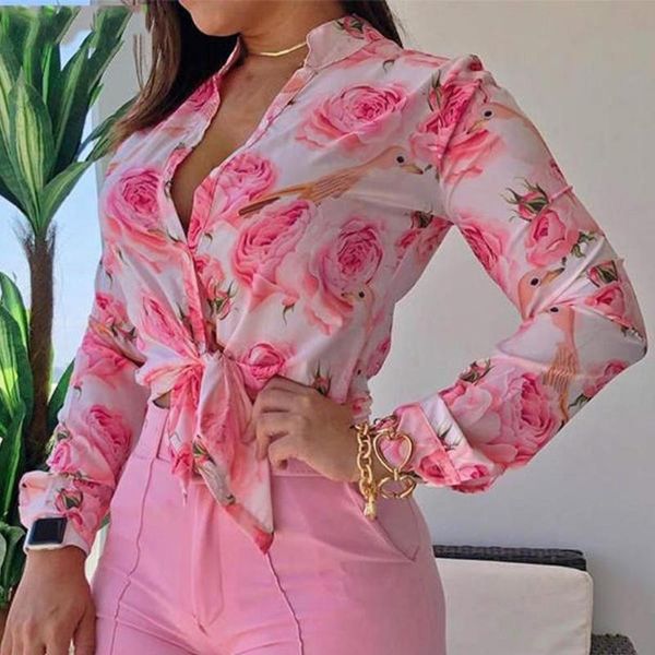 

women's blouses & shirts long-sleeved female bottoming shirt retro casual breathable long sleeves buttons printed for travel streetwear, White