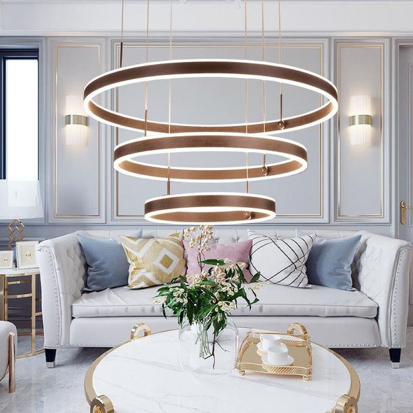 

pendant lamps nordic circle ring chandelier led dining room living acrylic aluminum modern simple creativity