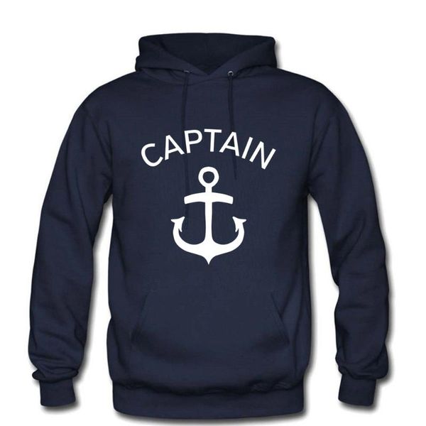 

men's hoodies & sweatshirts captain men anchor skull nautical sea sailor ship marine fashion cool gift marines sweatshirt cotton street, Black