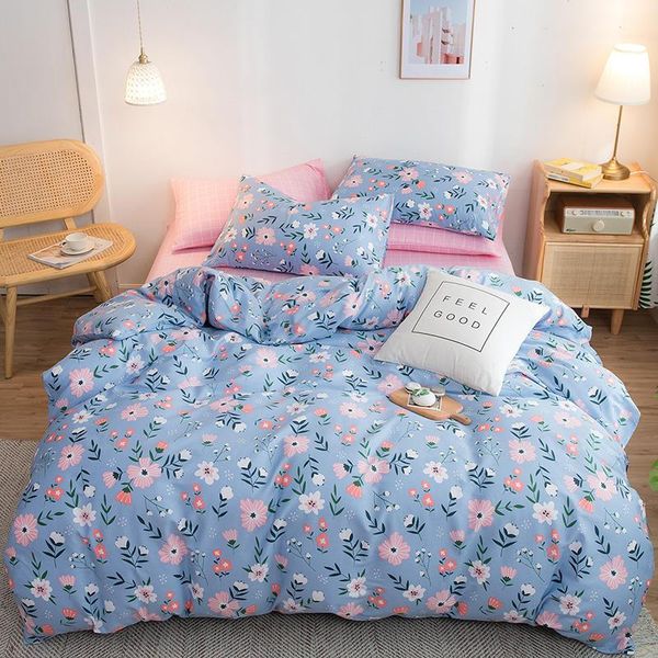 

bedding sets pink blue flower set plant pattern bed sheet cartoon duvet cover quilt full twin  king size