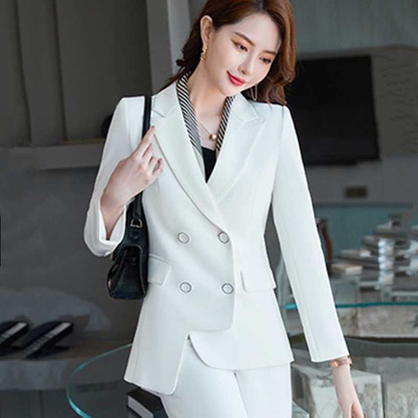 

women's two piece pants 2021 high-end light luxury professional suit women korean fashion autumn and winter business suits, White